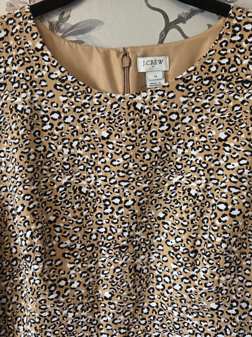 J. Crew Women's Sleeveless Leopard Print Shift Dress in Tan Size 14 - Picture 2 of 8